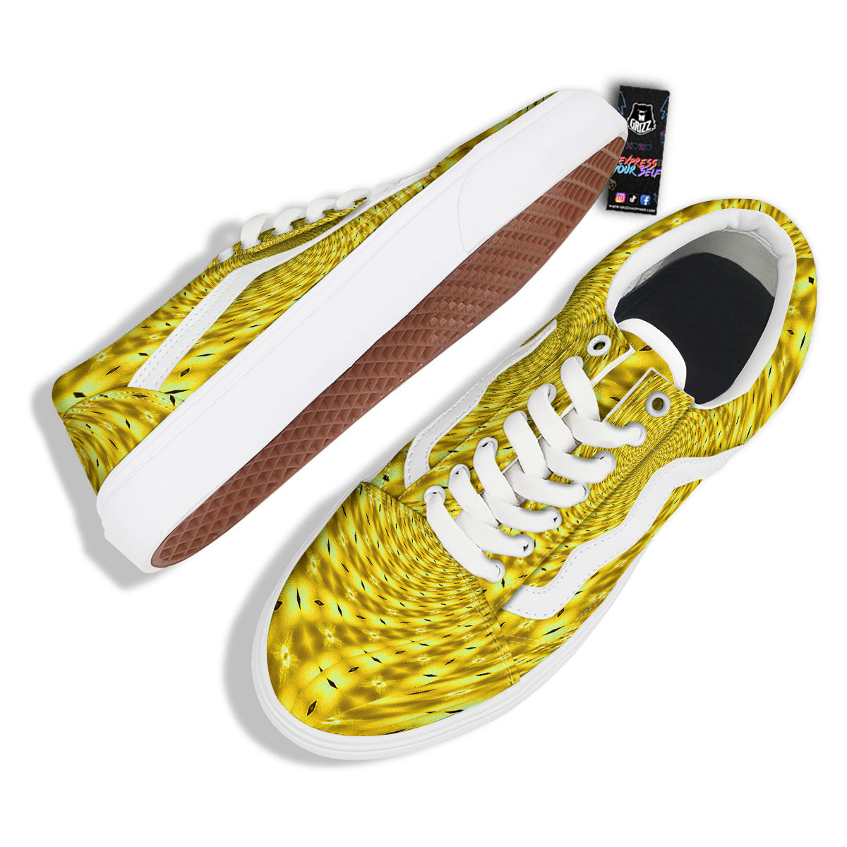 Moving Optical Illusion Yellow Big Bang Skate Shoes-grizzshop