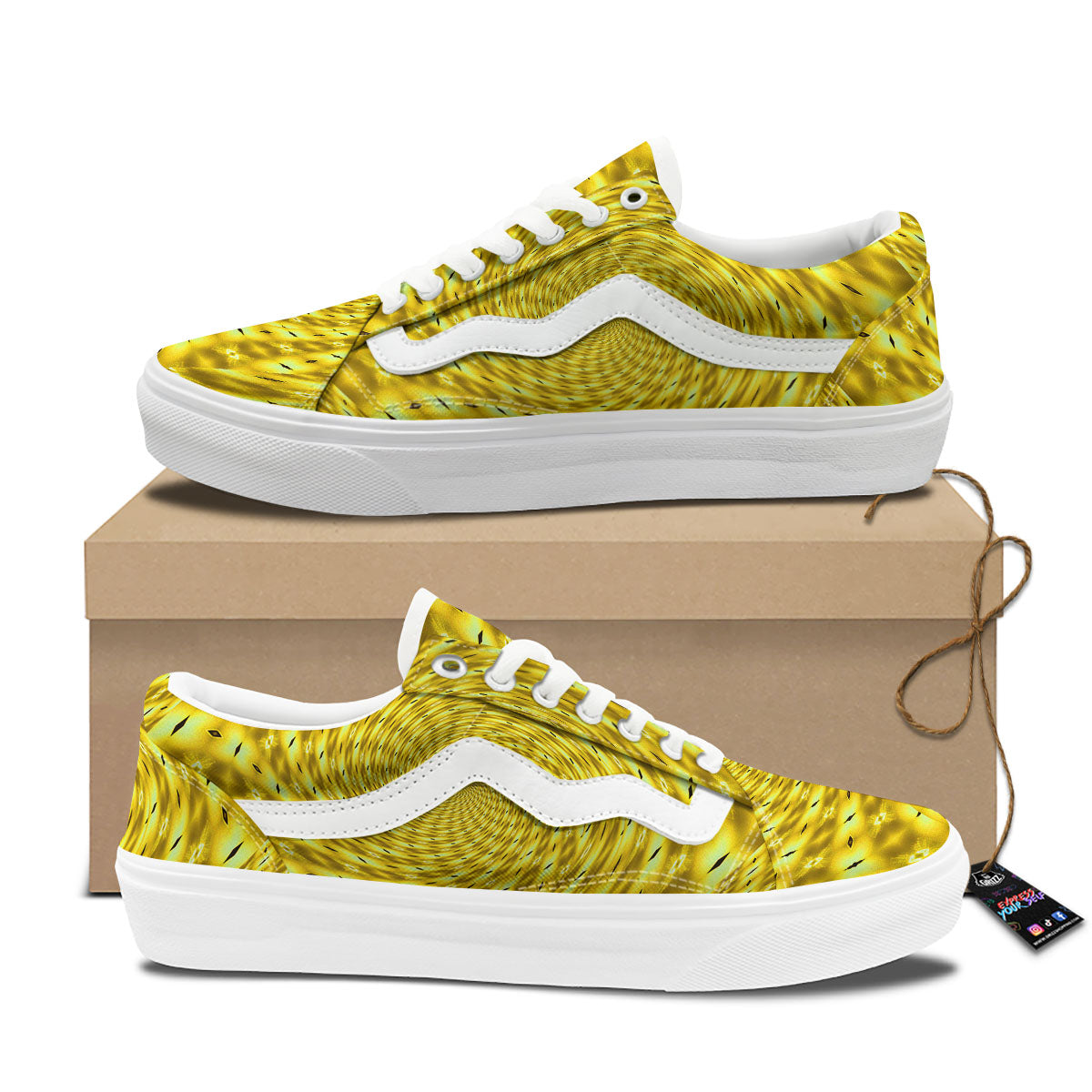 Moving Optical Illusion Yellow Big Bang Skate Shoes-grizzshop