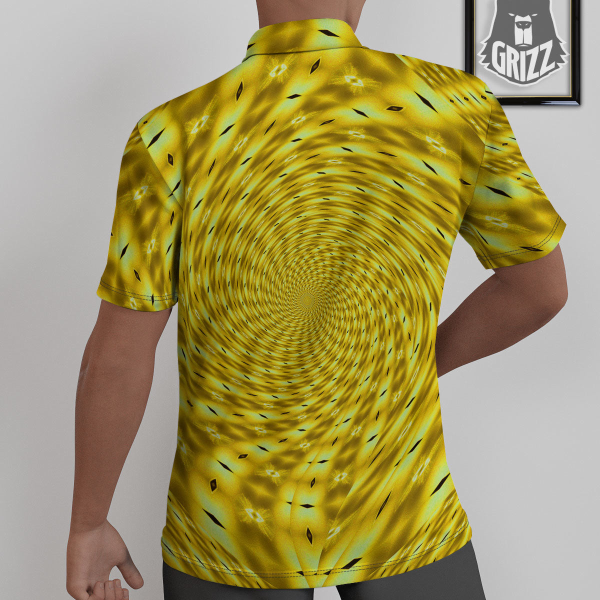 Moving Optical Illusion Yellow Big Bang Untucked Shirts-grizzshop