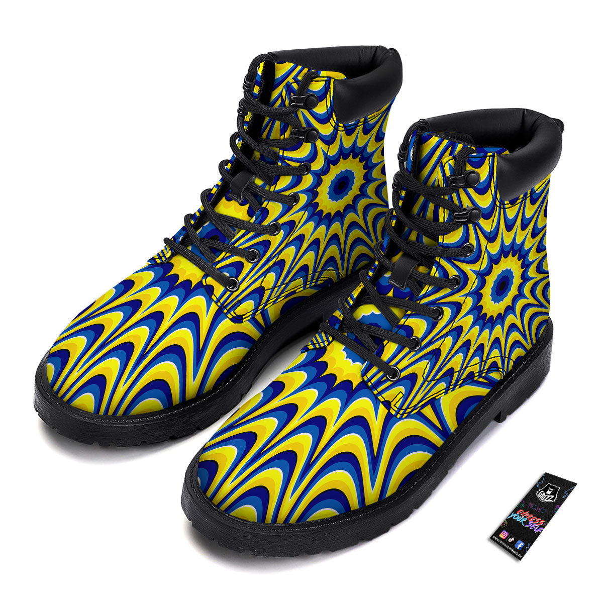 Moving Optical Yellow Dizzy Illusion Boots-grizzshop