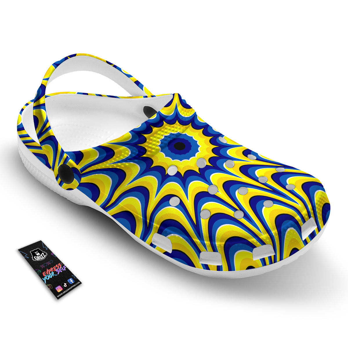 Moving Optical Yellow Dizzy Illusion Clog-grizzshop