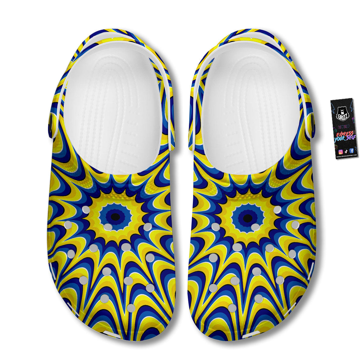 Moving Optical Yellow Dizzy Illusion Clog-grizzshop