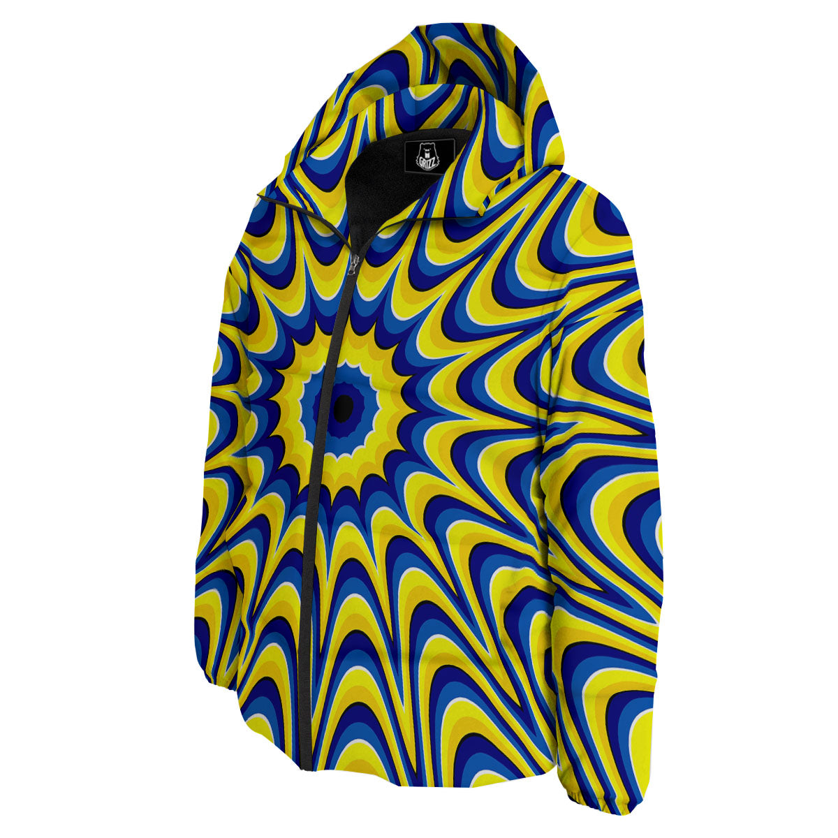 Moving Optical Yellow Dizzy Illusion Down Jacket-grizzshop