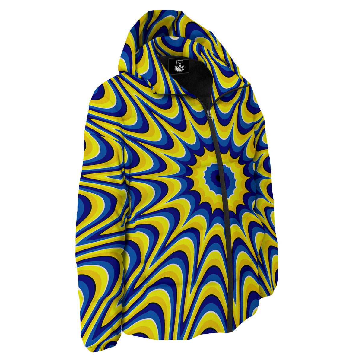 Moving Optical Yellow Dizzy Illusion Down Jacket-grizzshop
