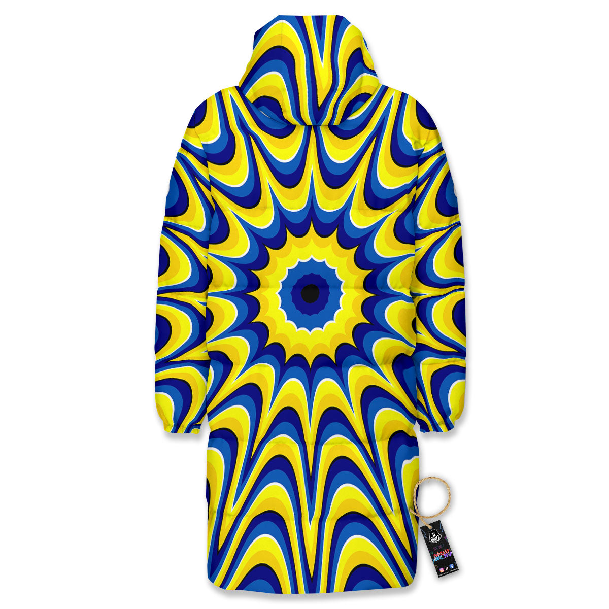Moving Optical Yellow Dizzy Illusion Long Down Jacket-grizzshop