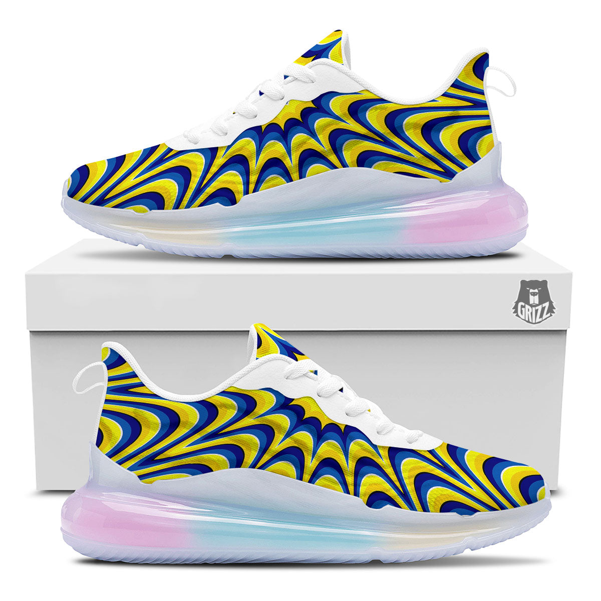 Moving Optical Yellow Dizzy Illusion Running Sneakers-grizzshop