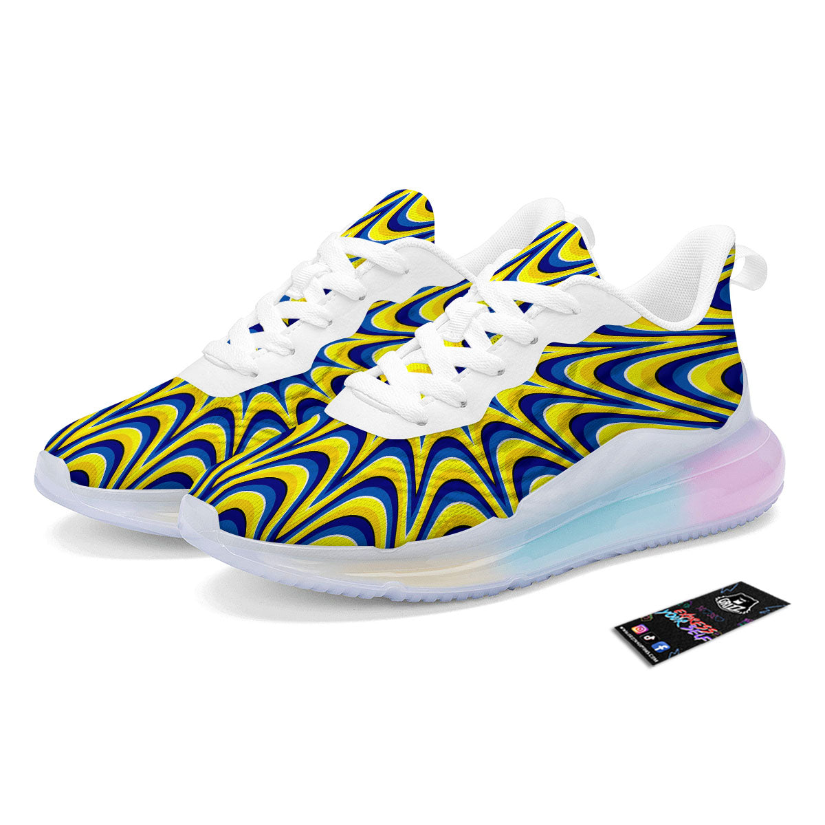 Moving Optical Yellow Dizzy Illusion Running Sneakers-grizzshop
