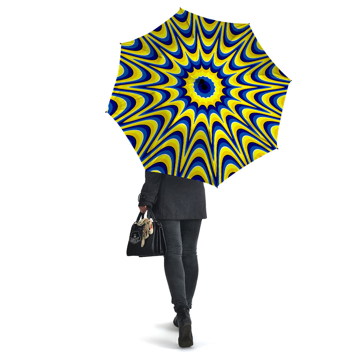 Moving Optical Yellow Dizzy Illusion Umbrella-grizzshop