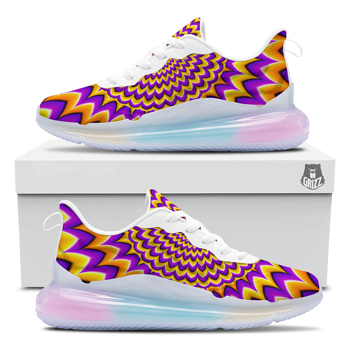 Moving Optical Yellow Expansion Illusion Running Sneakers-grizzshop
