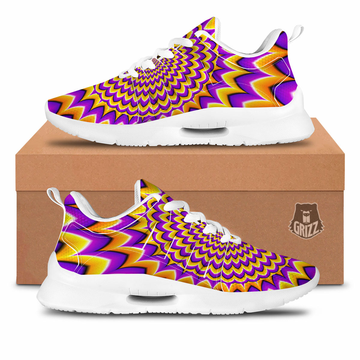 Moving Optical Yellow Expansion Illusion Tennis Shoes-grizzshop