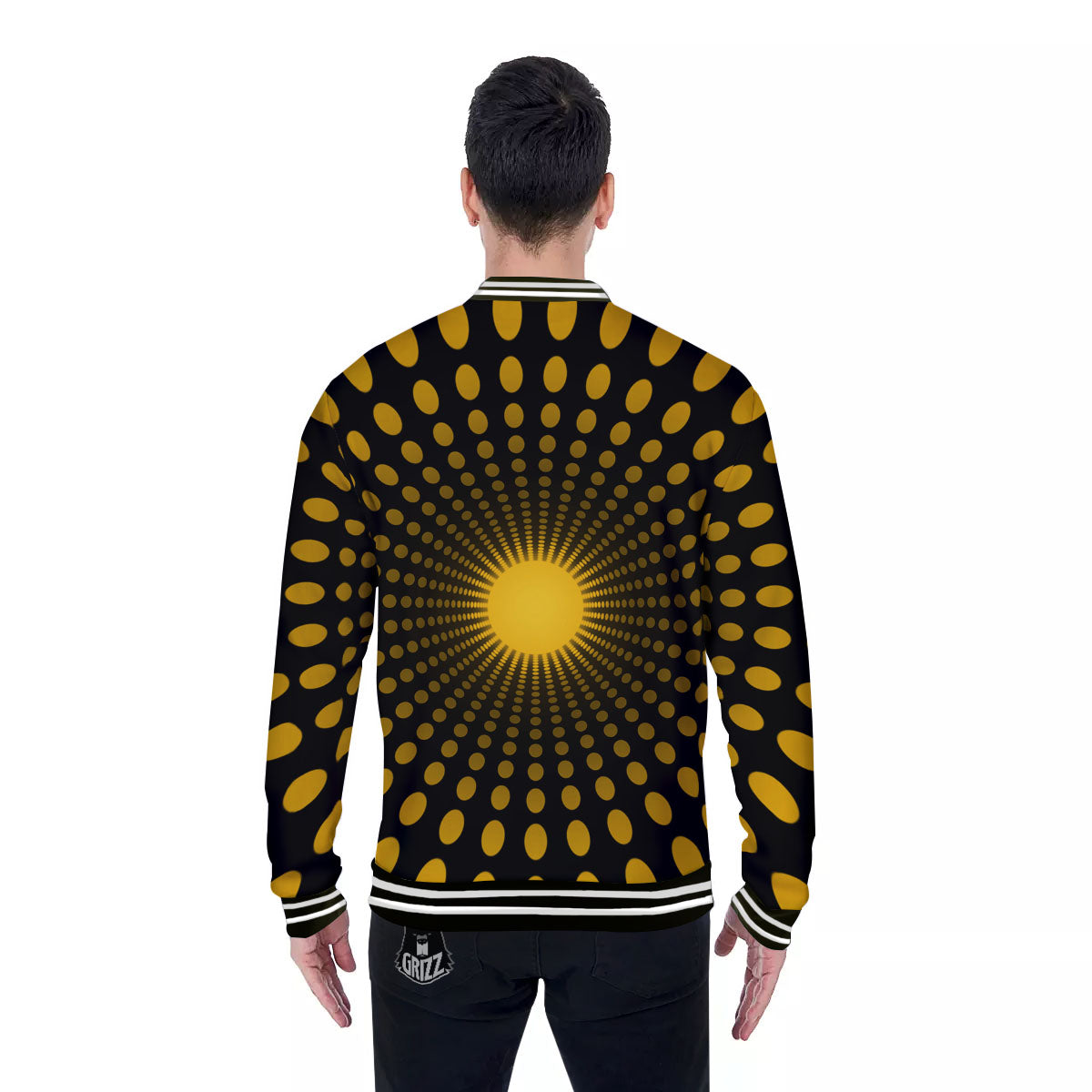 Moving Optical Yellow Explosion Illusion Baseball Jacket-grizzshop