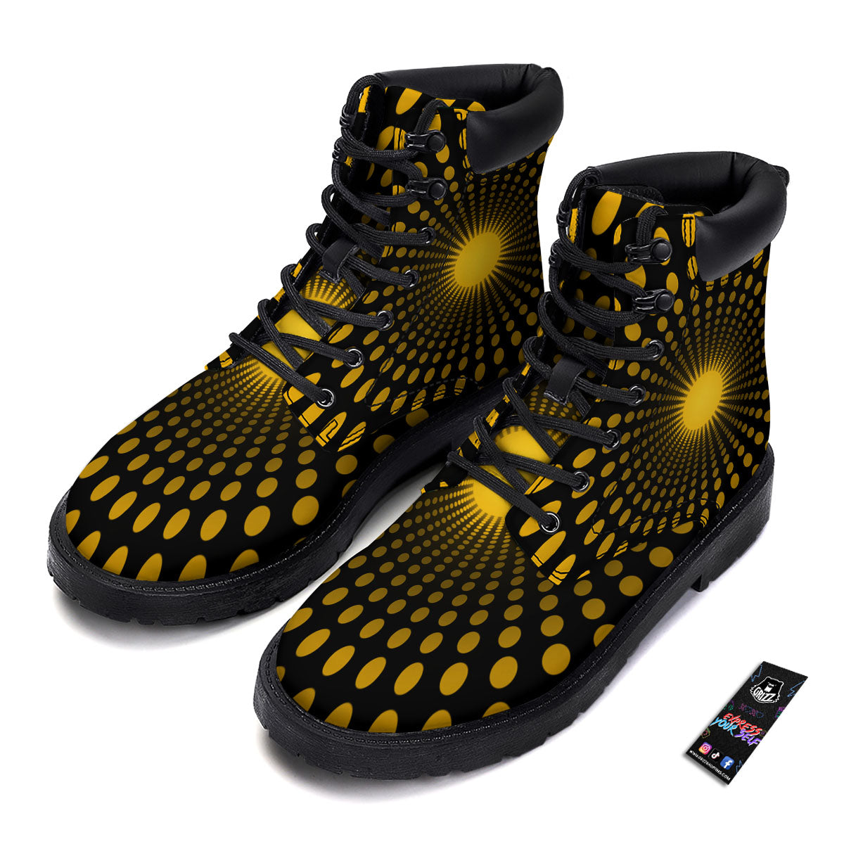 Moving Optical Yellow Explosion Illusion Boots-grizzshop