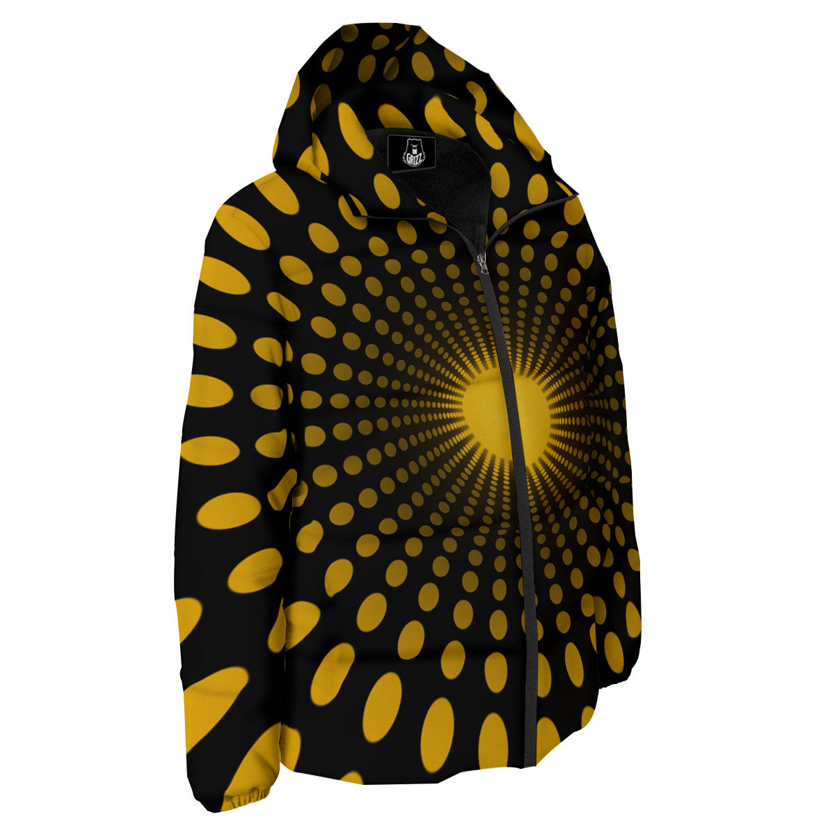 Moving Optical Yellow Explosion Illusion Down Jacket-grizzshop