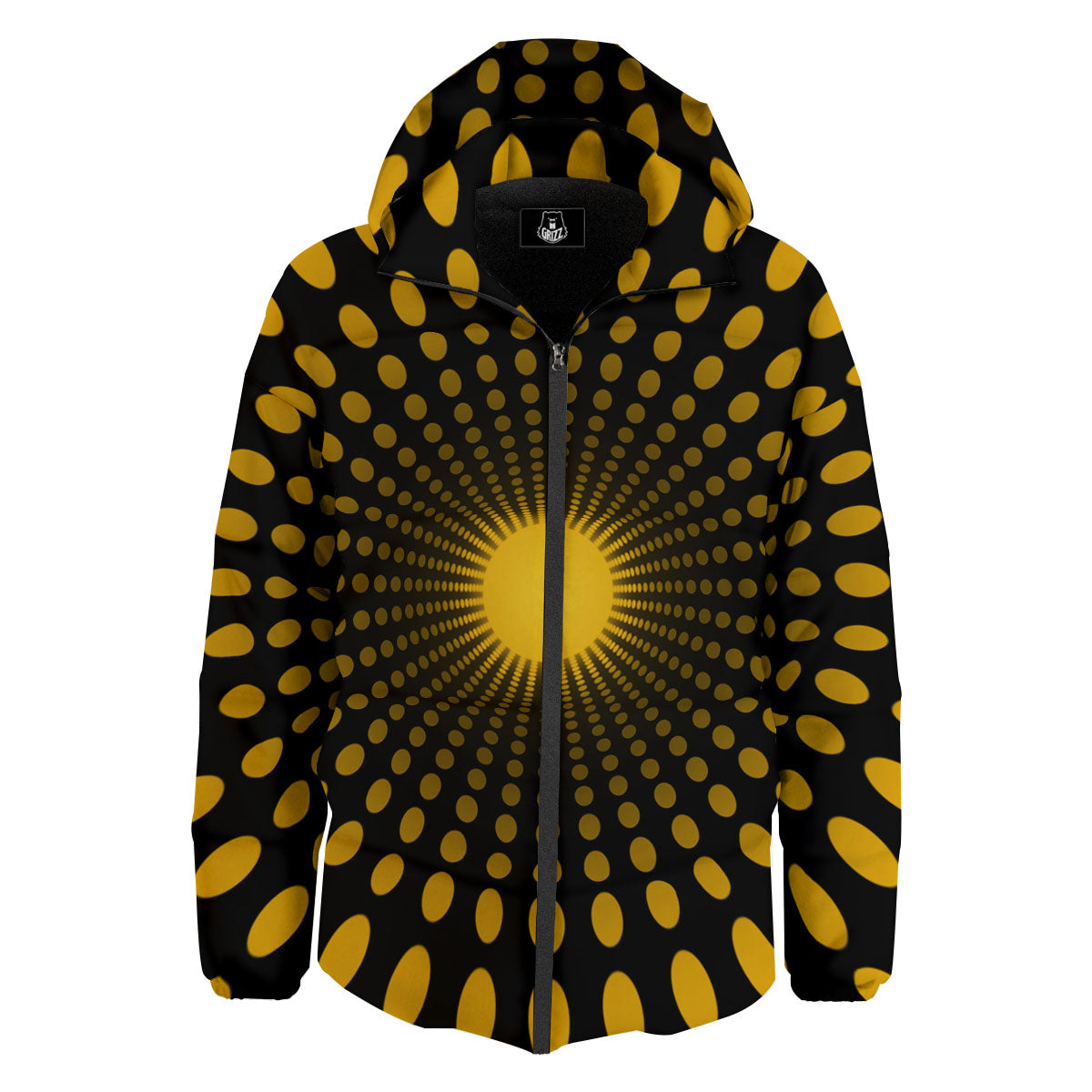 Moving Optical Yellow Explosion Illusion Down Jacket-grizzshop