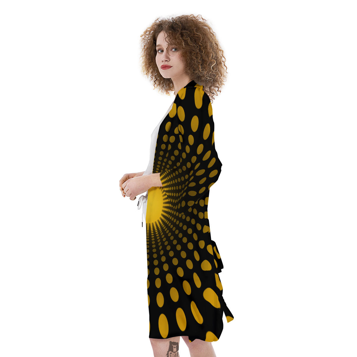 Moving Optical Yellow Explosion Illusion Kimono-grizzshop