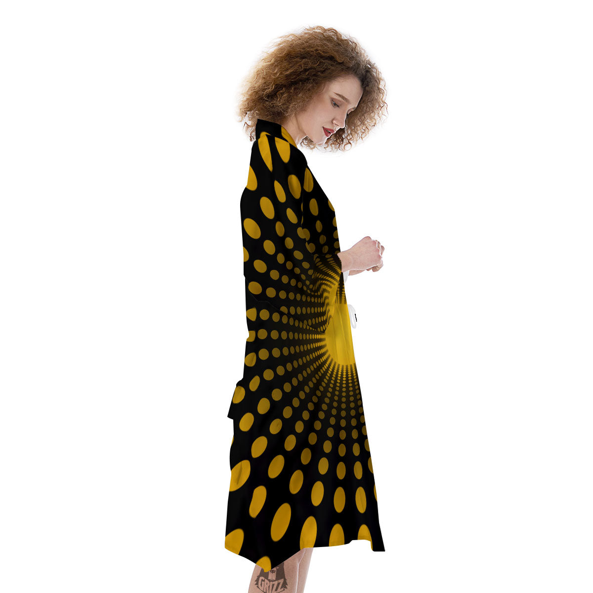 Moving Optical Yellow Explosion Illusion Kimono-grizzshop
