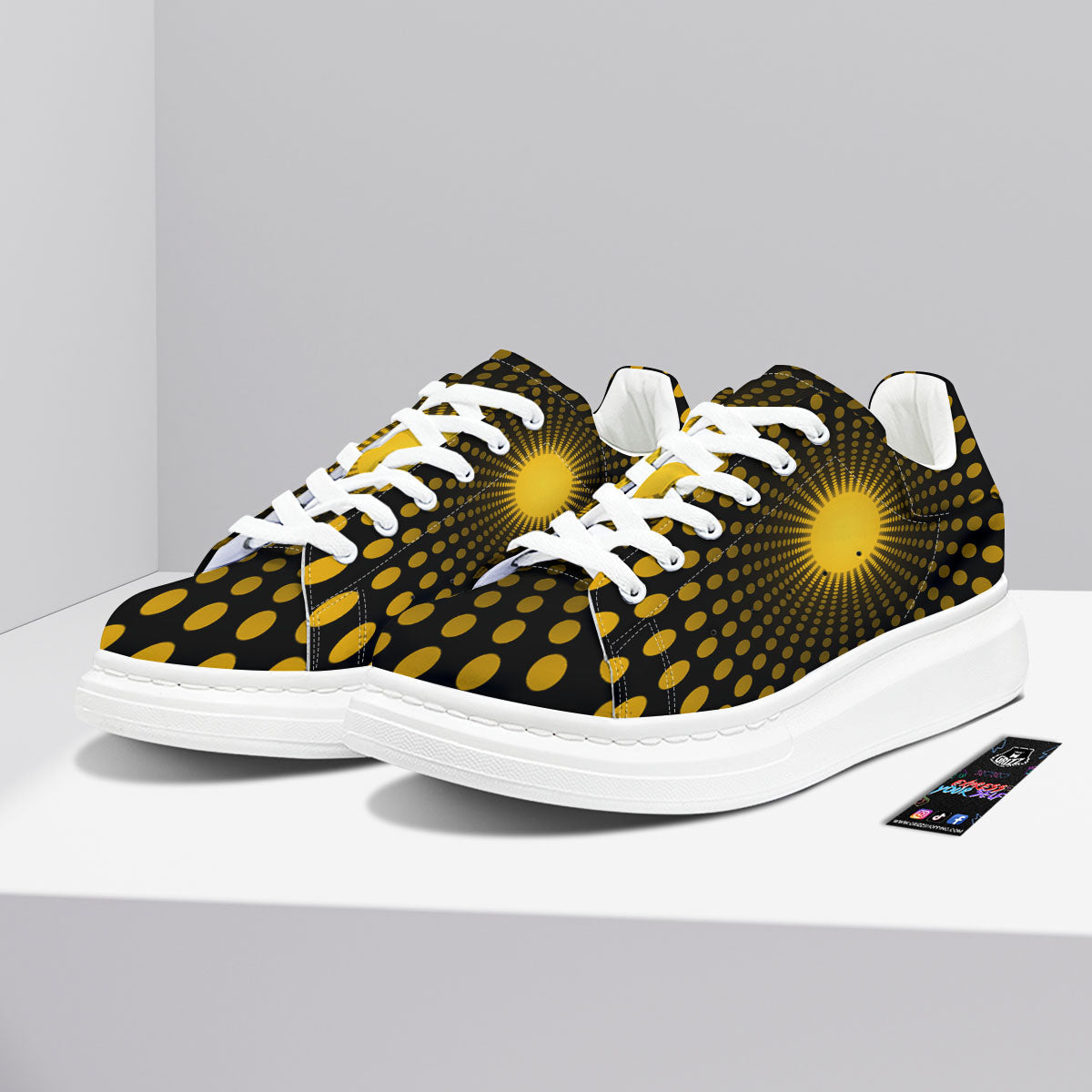 Moving Optical Yellow Explosion Illusion Platform Shoes-grizzshop