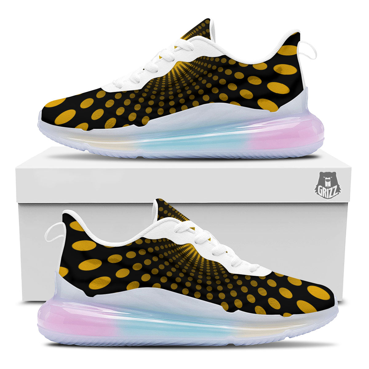 Moving Optical Yellow Explosion Illusion Running Sneakers-grizzshop