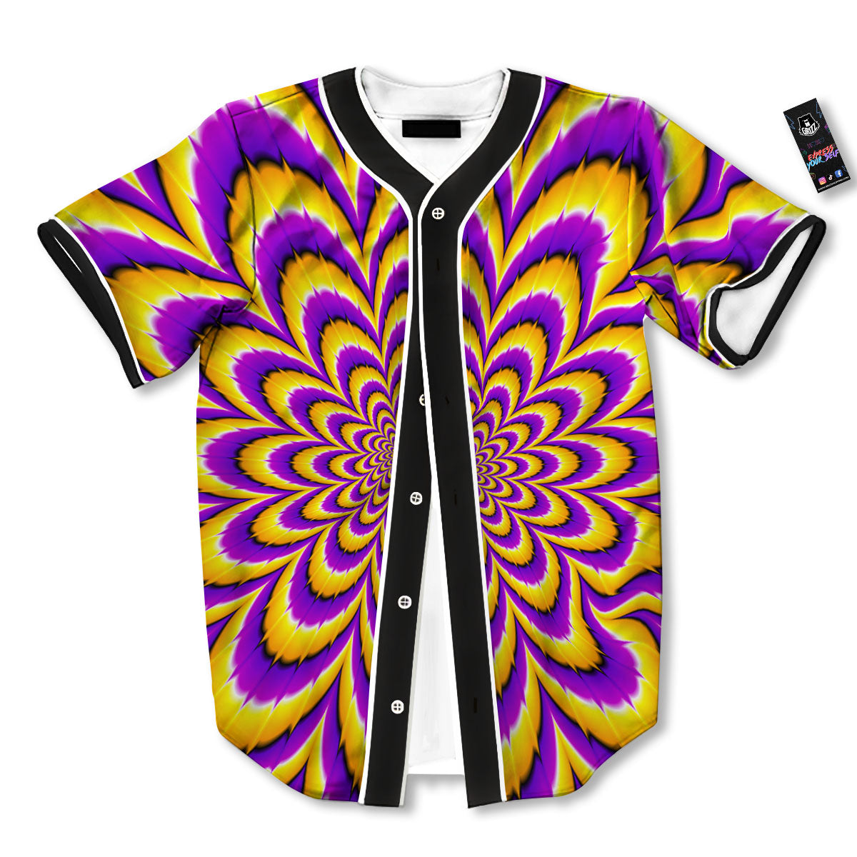 Moving Optical Yellow Flower Illusion Baseball Jersey-grizzshop
