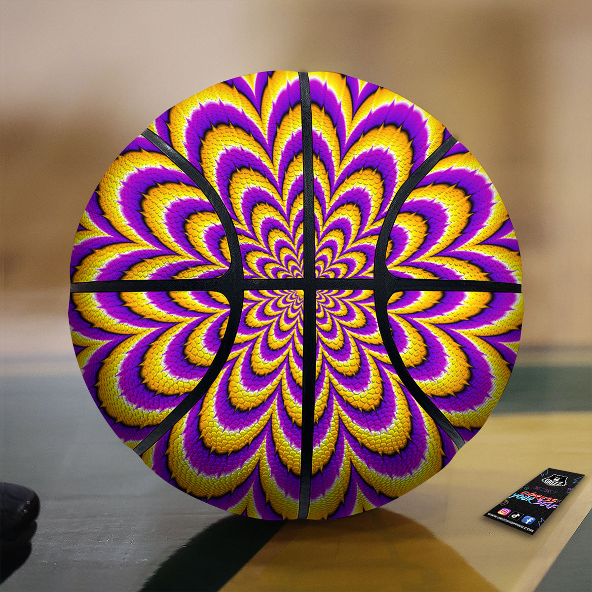 Moving Optical Yellow Flower Illusion Basketball
