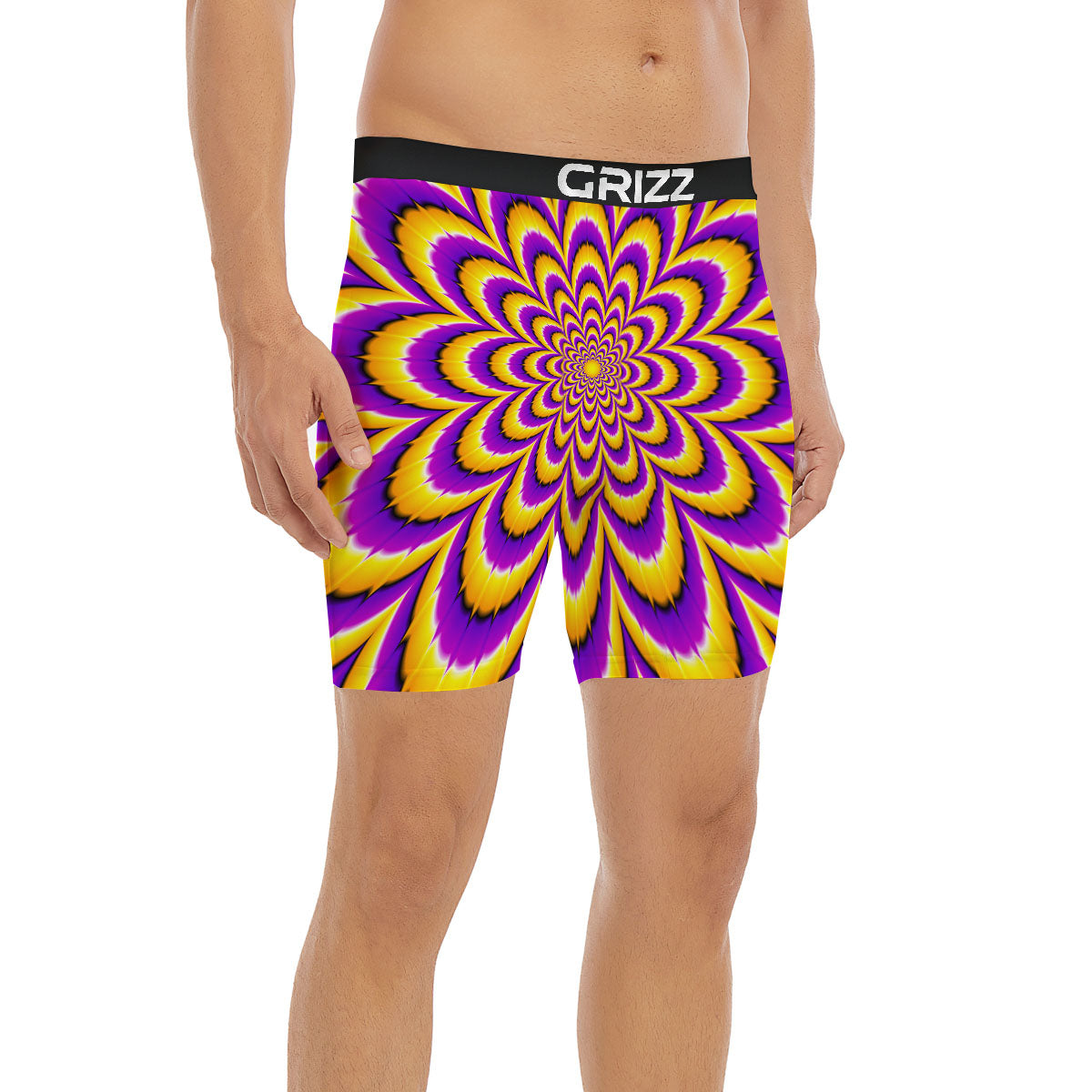 Moving Optical Yellow Flower Illusion Boxer Briefs-grizzshop