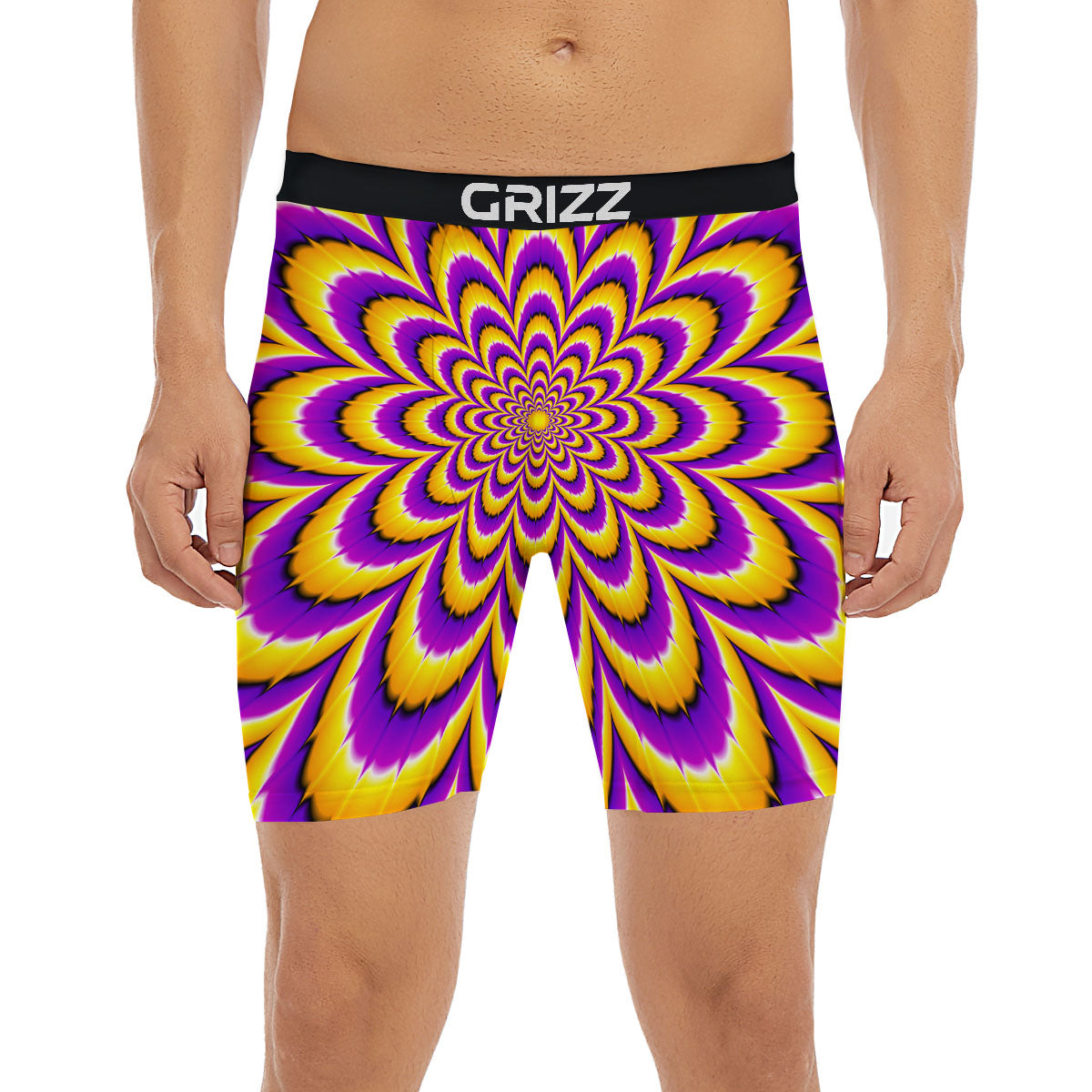 Moving Optical Yellow Flower Illusion Boxer Briefs-grizzshop