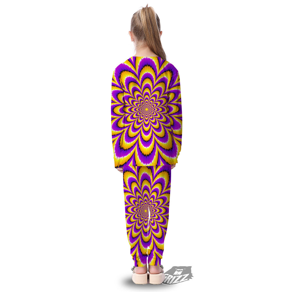 Moving Optical Yellow Flower Illusion Kid's Pajamas-grizzshop