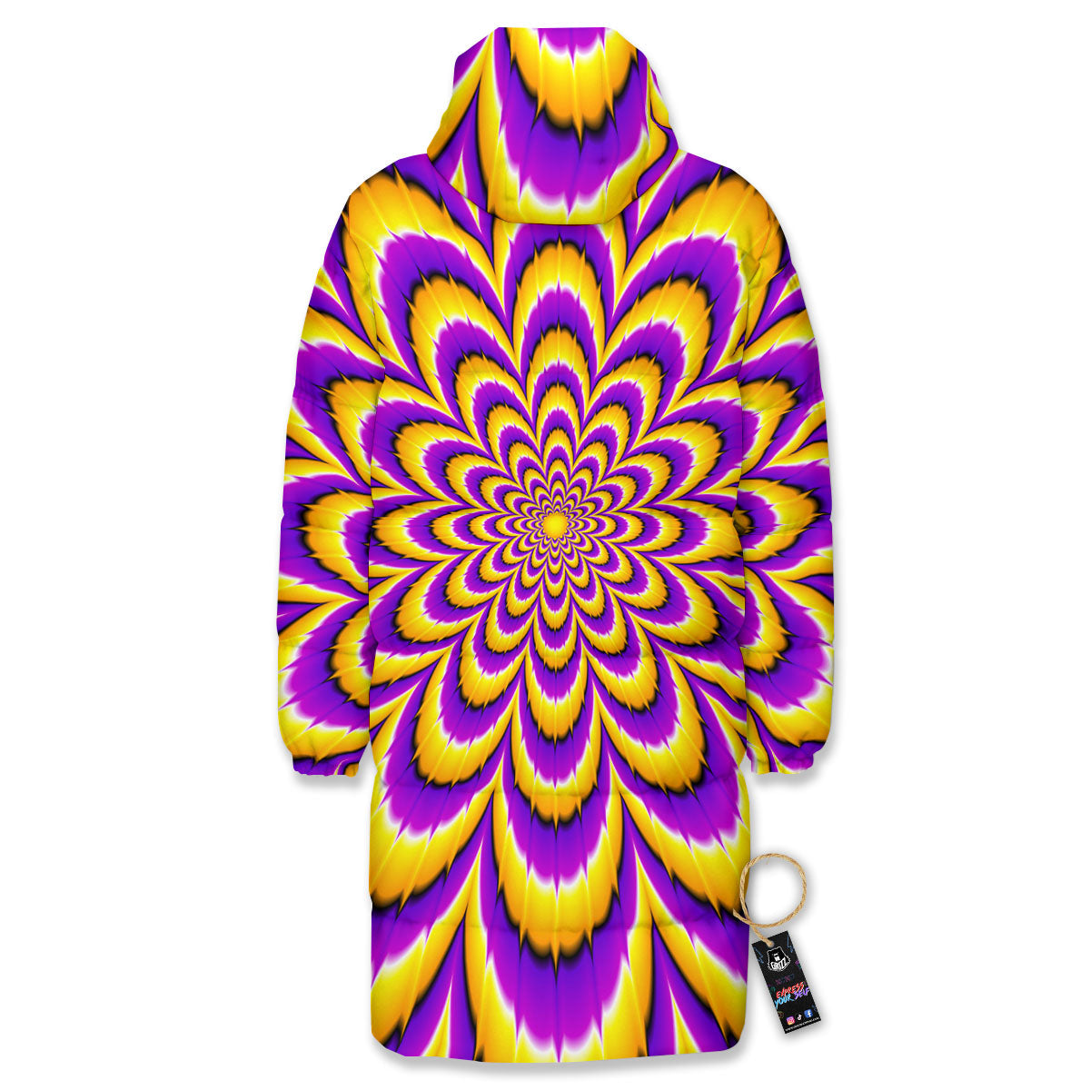 Moving Optical Yellow Flower Illusion Long Down Jacket-grizzshop