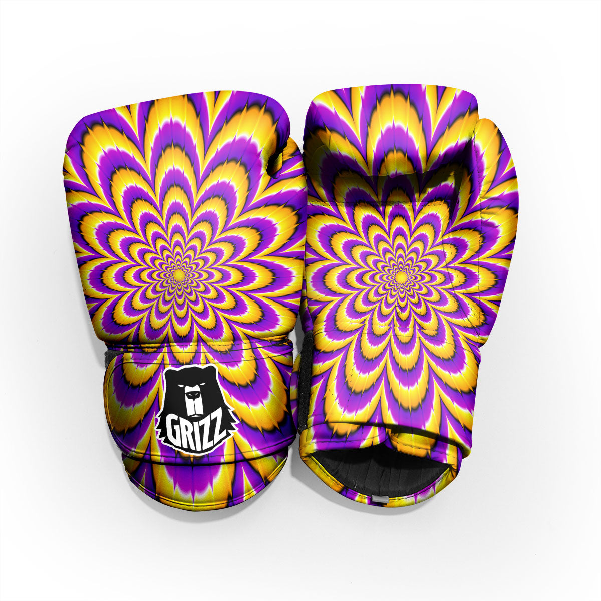 Moving Optical Yellow Flower Illusion Sparring Gloves-grizzshop