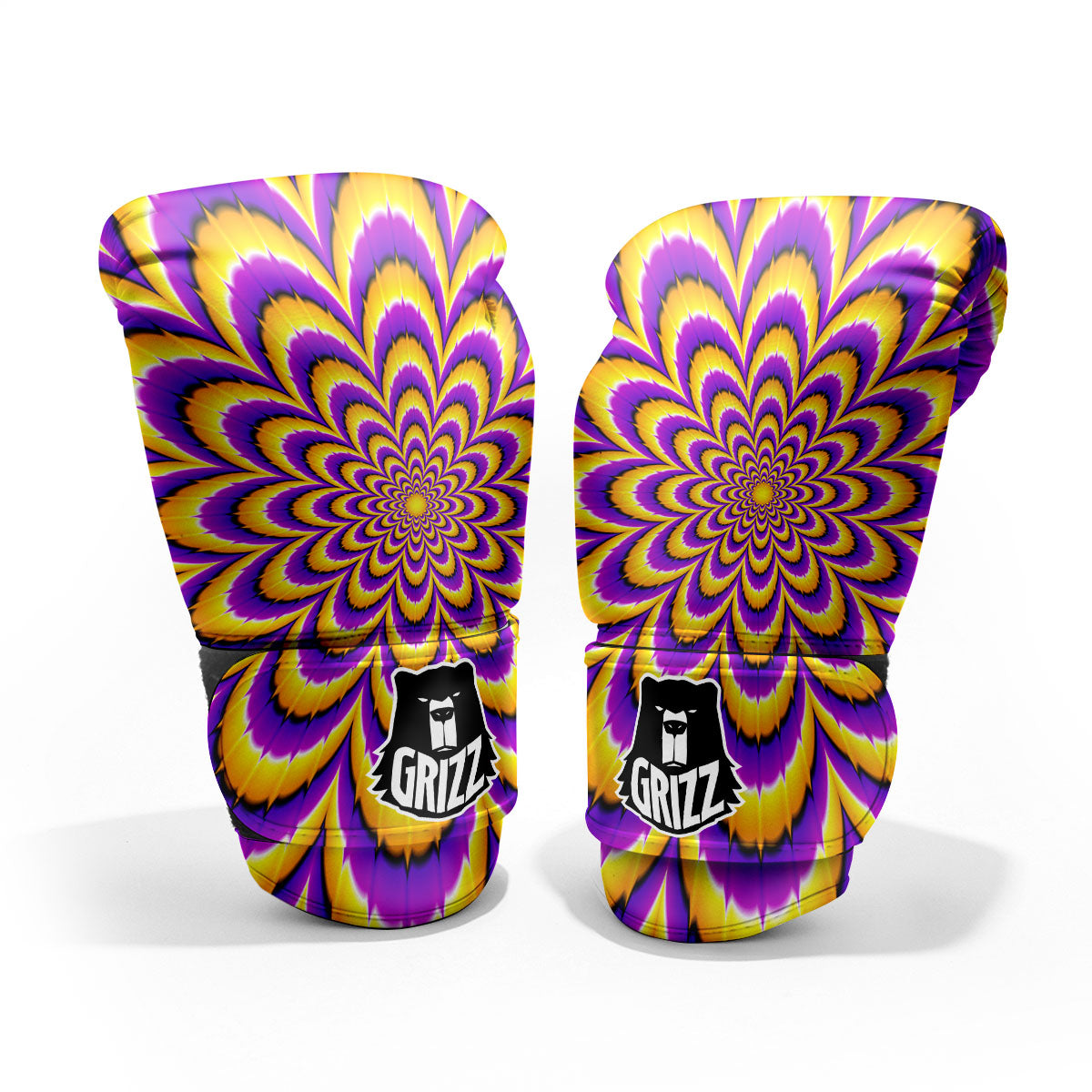 Moving Optical Yellow Flower Illusion Sparring Gloves-grizzshop