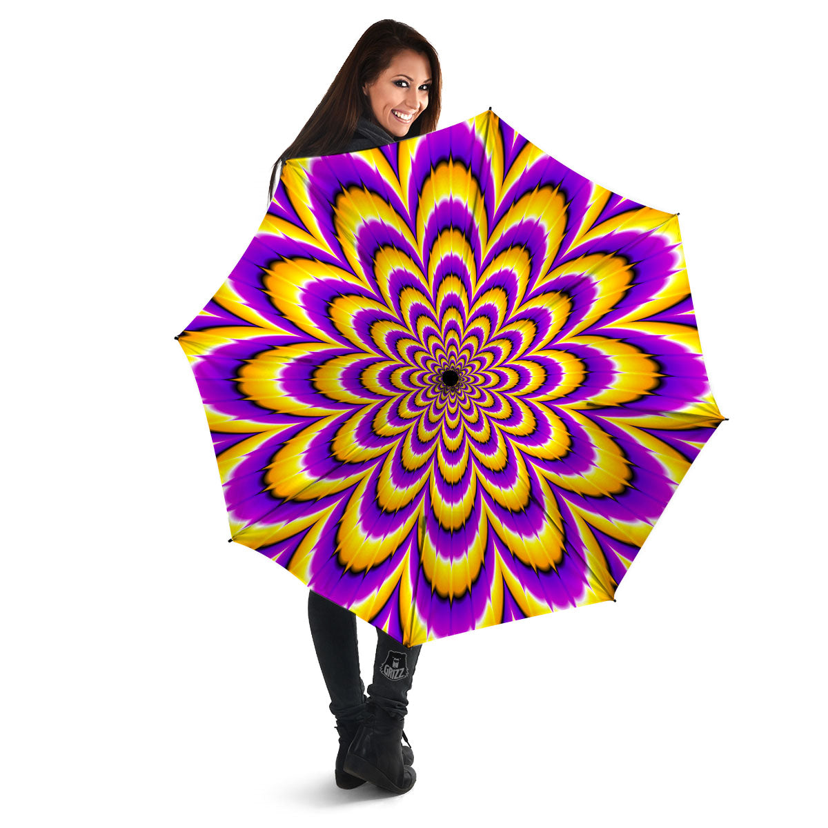 Moving Optical Yellow Flower Illusion Umbrella-grizzshop