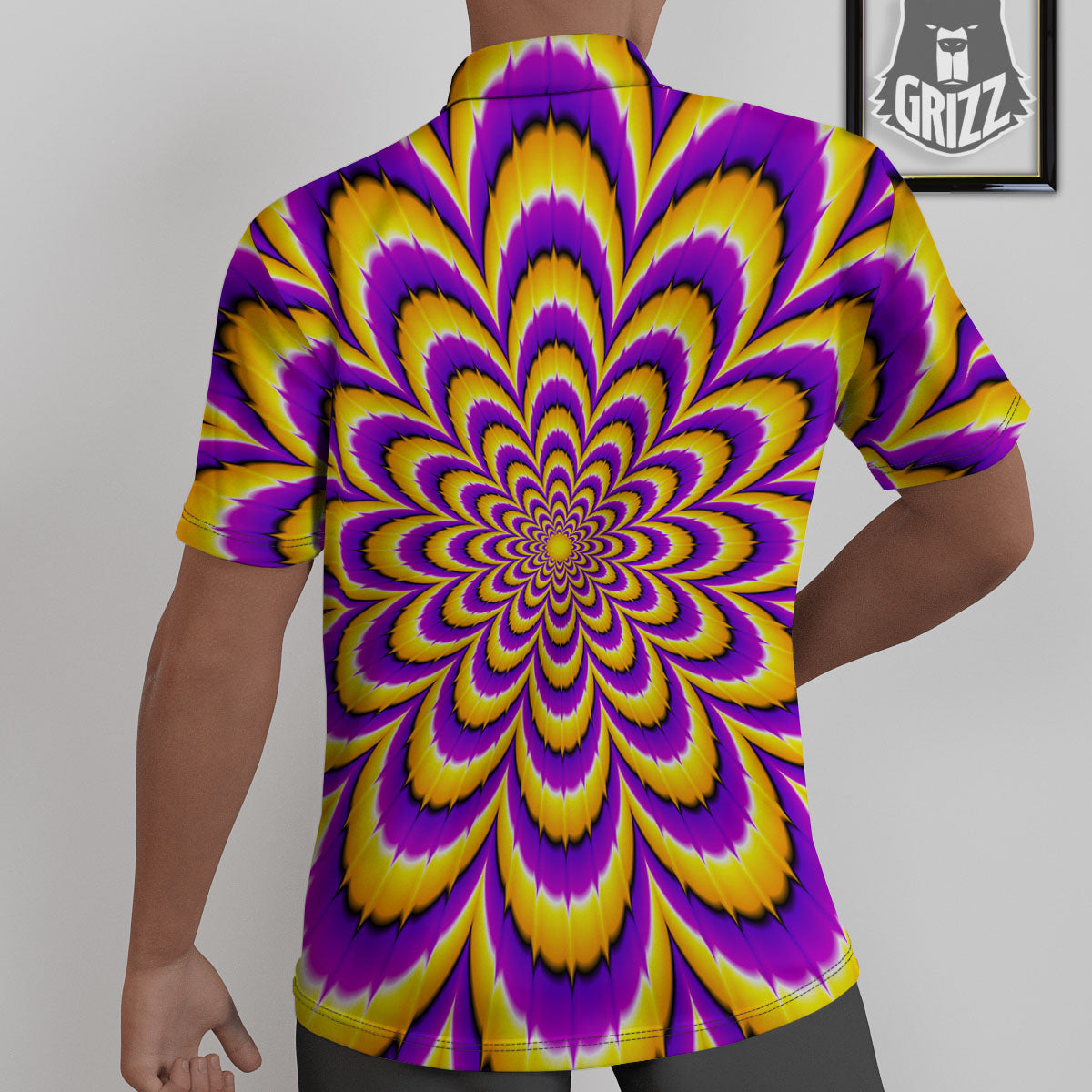 Moving Optical Yellow Flower Illusion Untucked Shirts-grizzshop