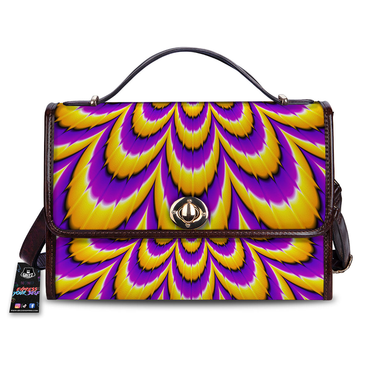 Moving Optical Yellow Flower Illusion Women's Satchel Bag-grizzshop