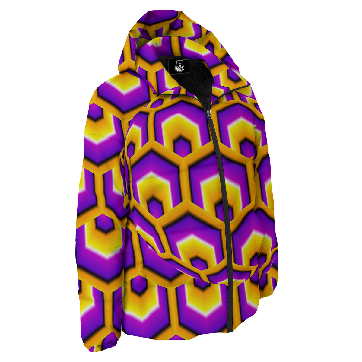 Moving Optical Yellow Hive Illusion Down Jacket-grizzshop