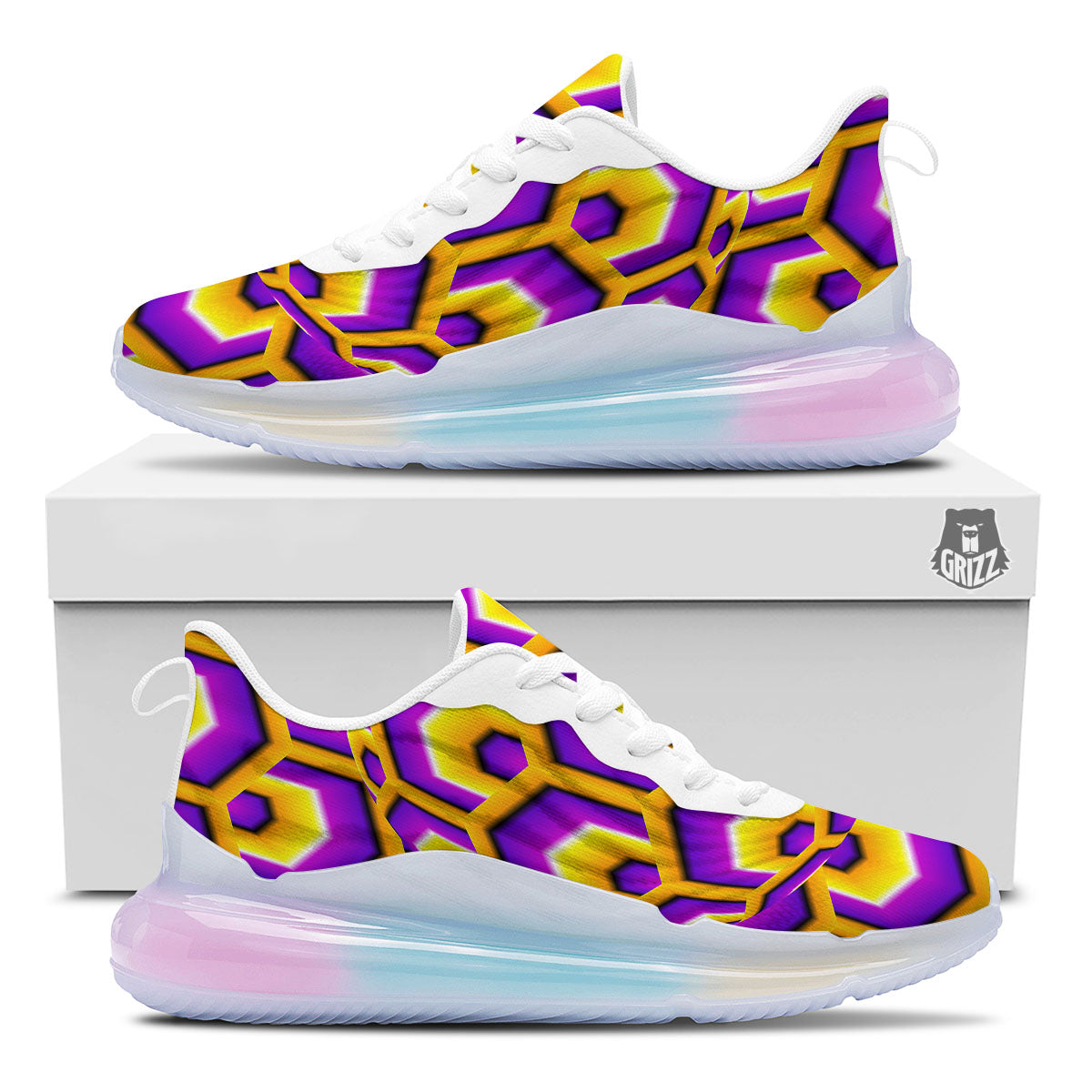 Moving Optical Yellow Hive Illusion Running Sneakers-grizzshop
