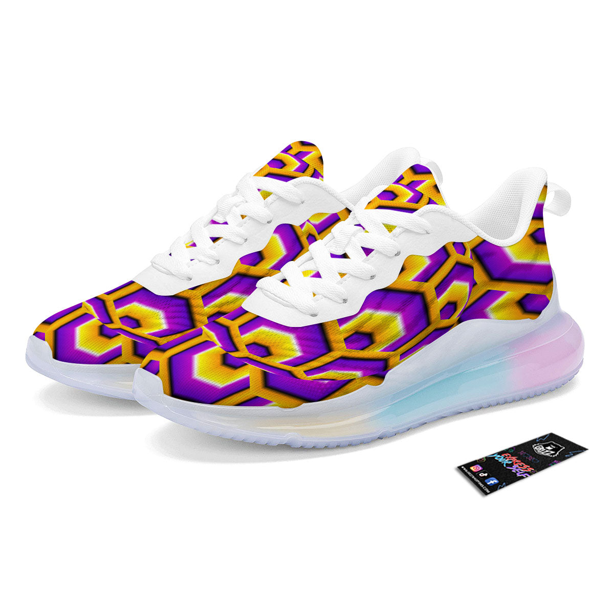 Moving Optical Yellow Hive Illusion Running Sneakers-grizzshop