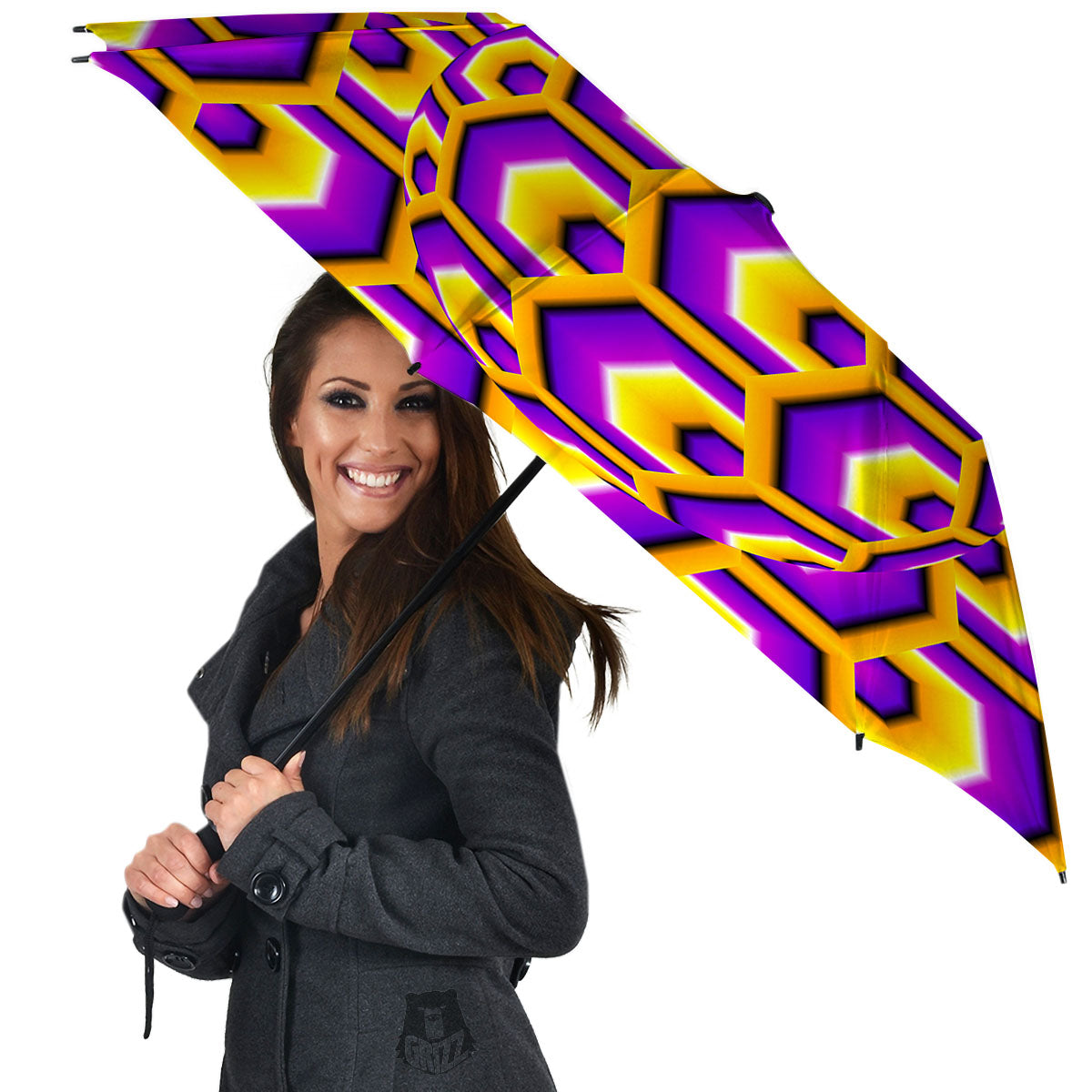 Moving Optical Yellow Hive Illusion Umbrella-grizzshop