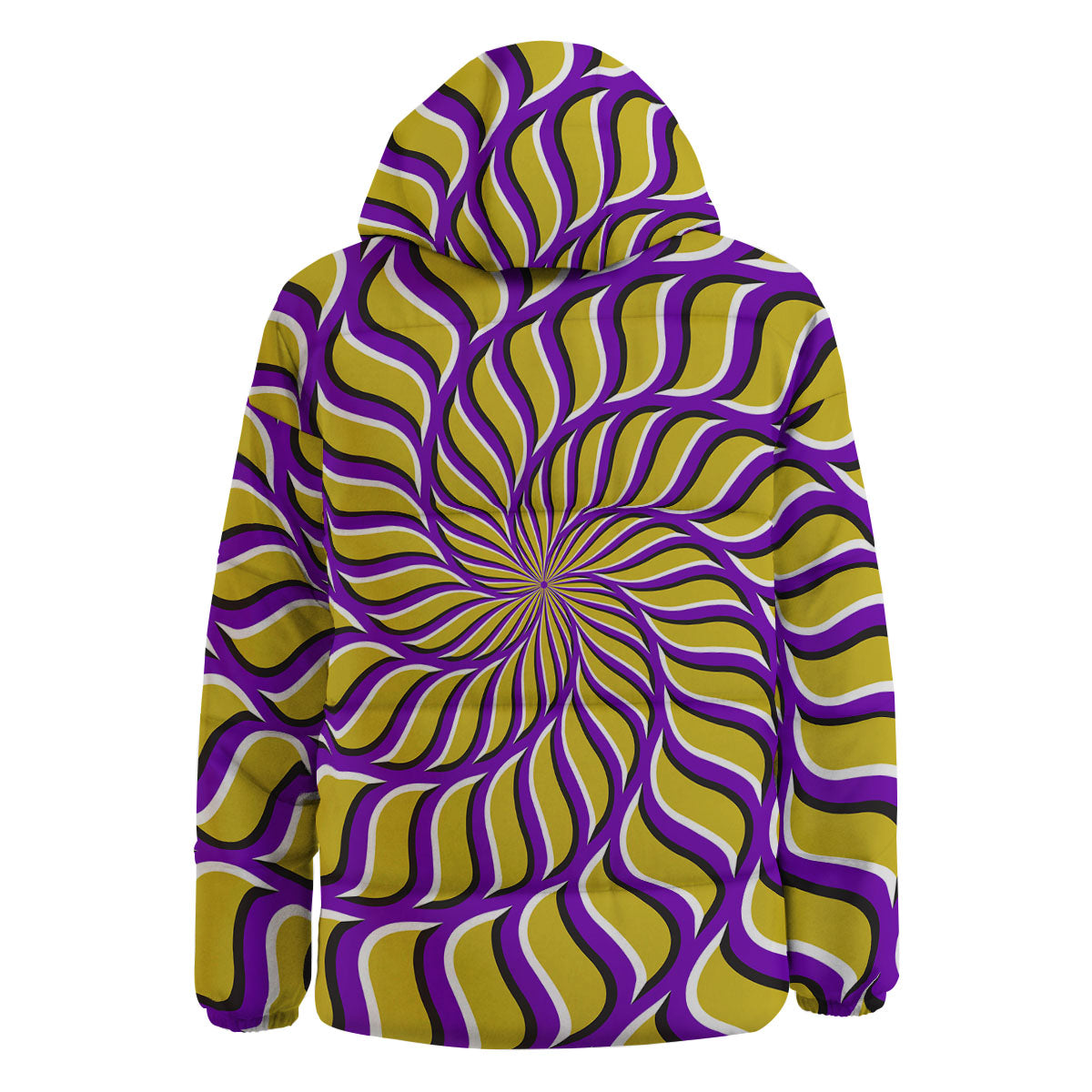 Moving Optical Yellow Spiral Illusion Down Jacket-grizzshop