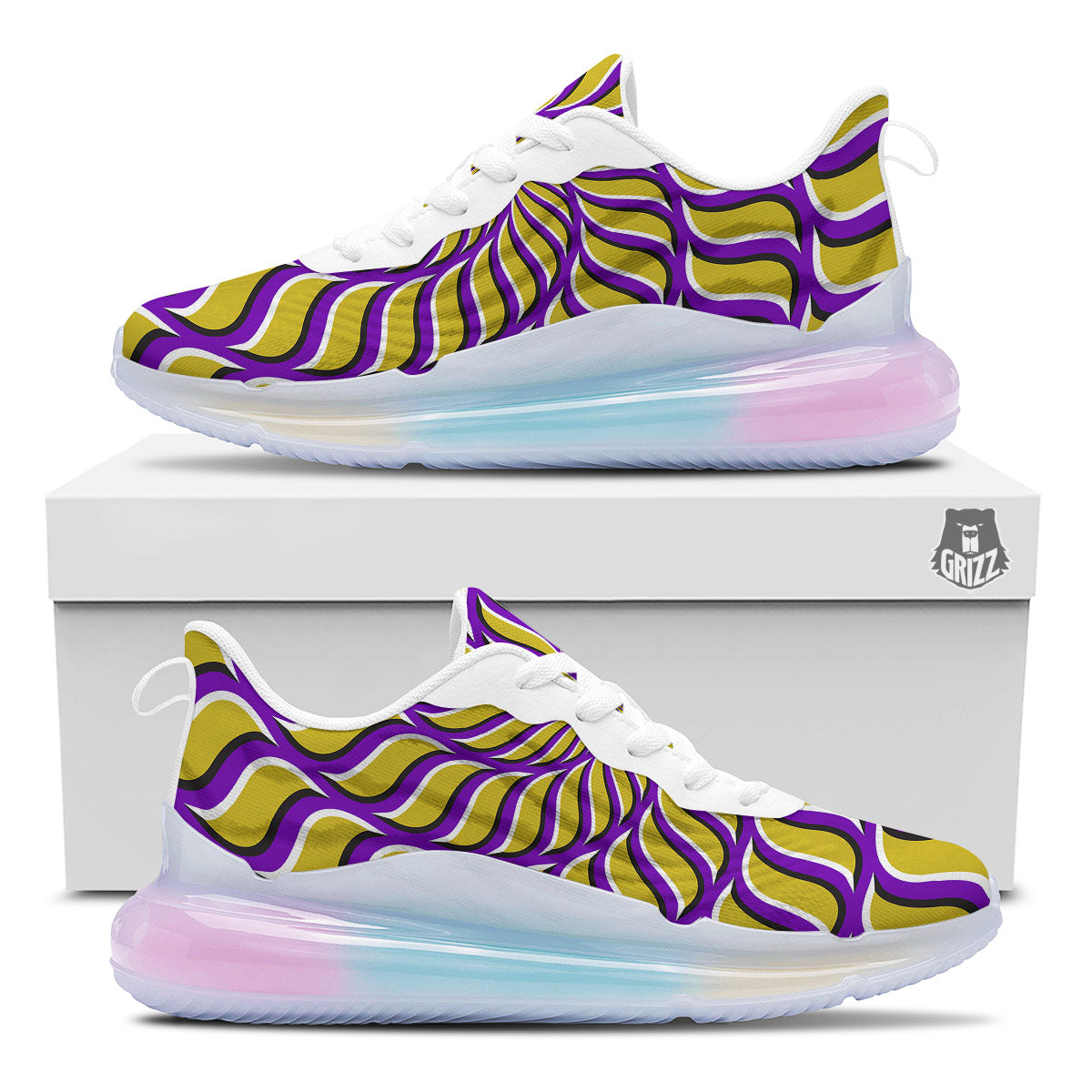 Moving Optical Yellow Spiral Illusion Running Sneakers-grizzshop