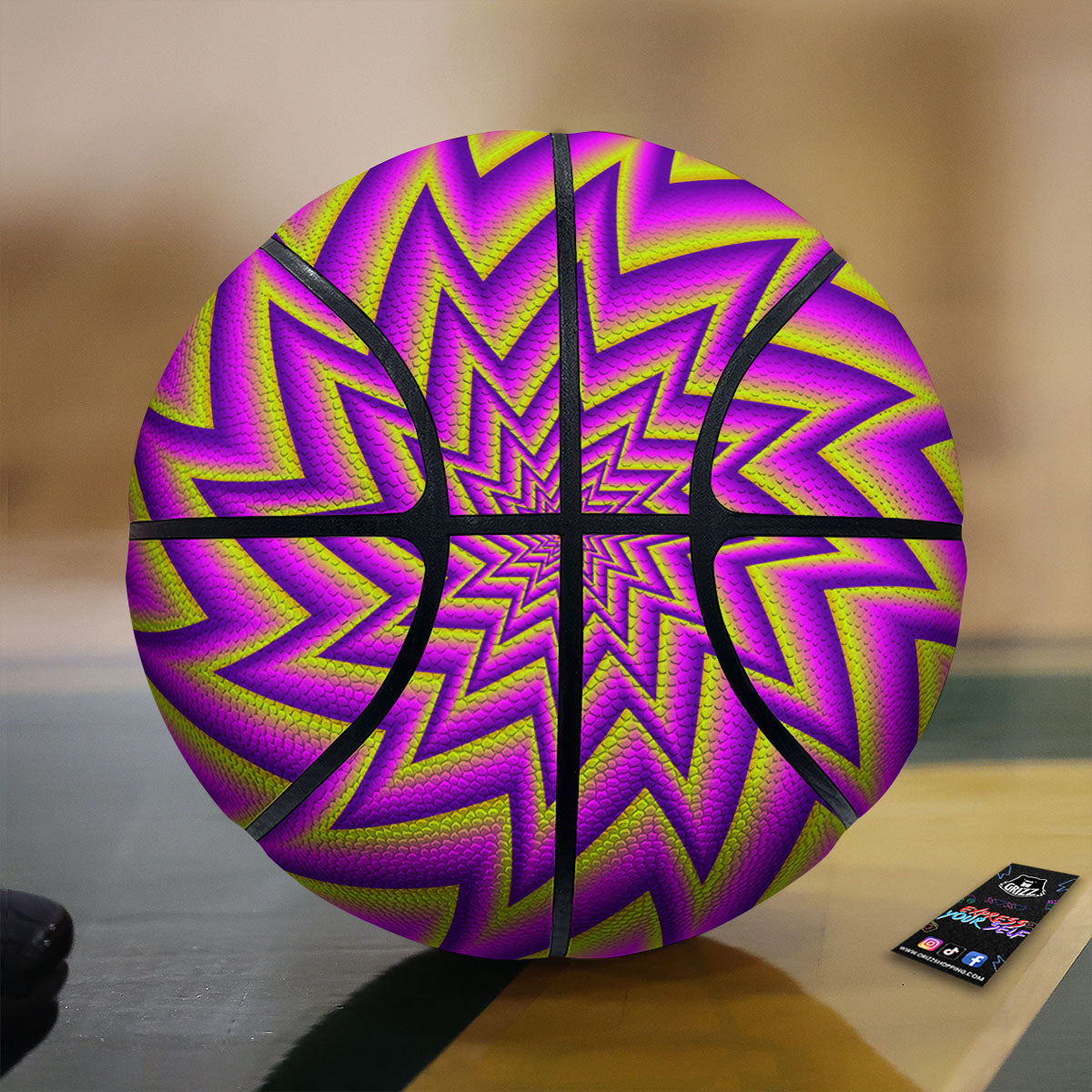 Moving Optical Yellow Twisted Illusion Basketball