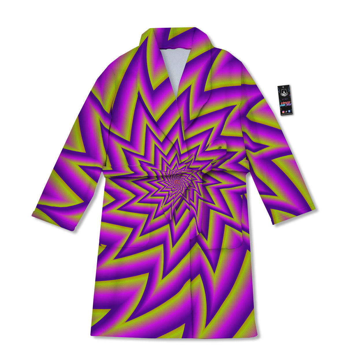 Moving Optical Yellow Twisted Illusion Bathrobe-grizzshop