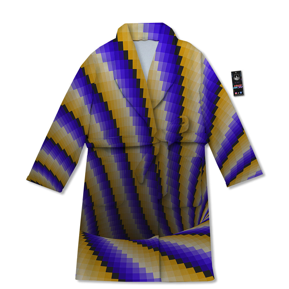 Moving Optical Yellow Vortex Illusion Bathrobe-grizzshop