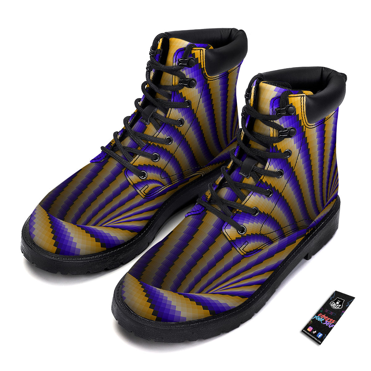 Moving Optical Yellow Vortex Illusion Boots-grizzshop