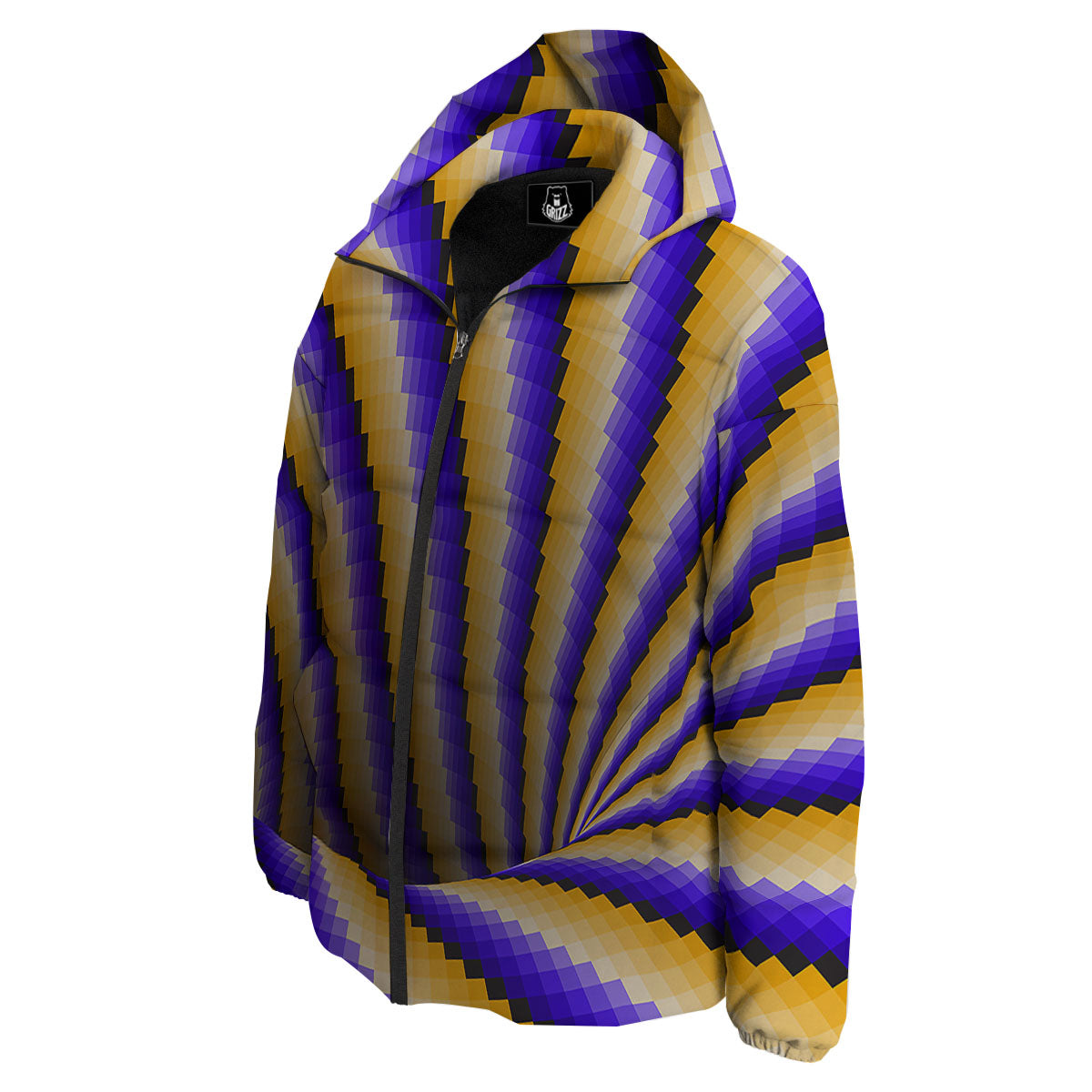 Moving Optical Yellow Vortex Illusion Down Jacket-grizzshop