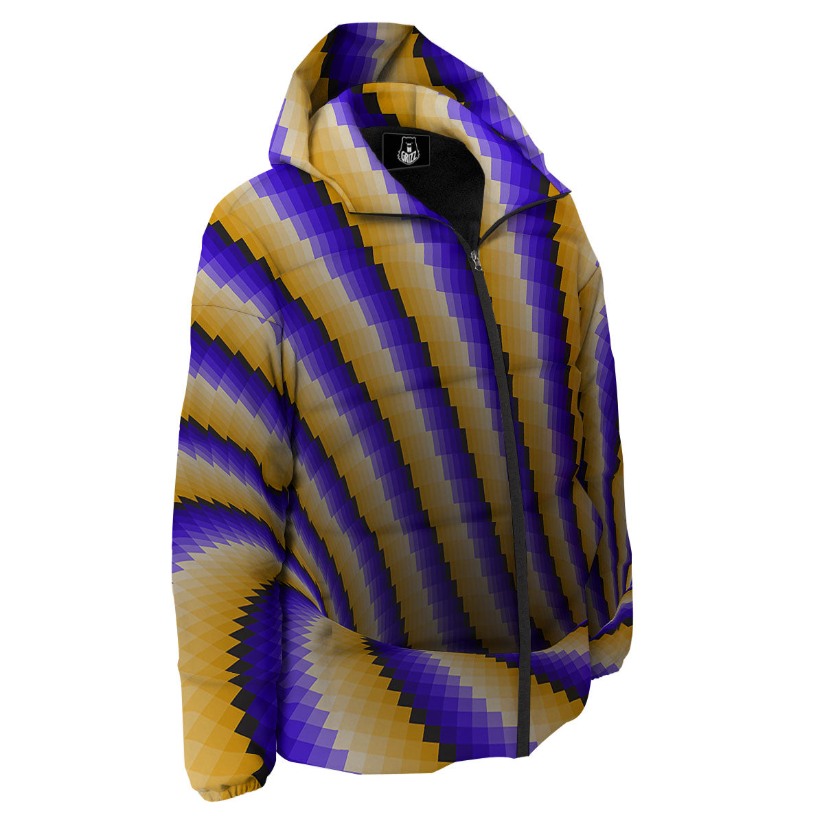 Moving Optical Yellow Vortex Illusion Down Jacket-grizzshop