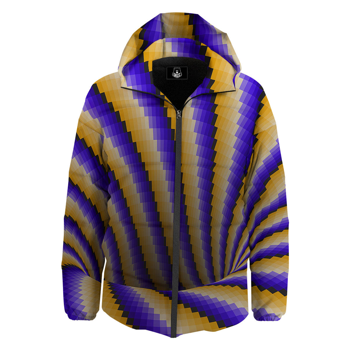 Moving Optical Yellow Vortex Illusion Down Jacket-grizzshop