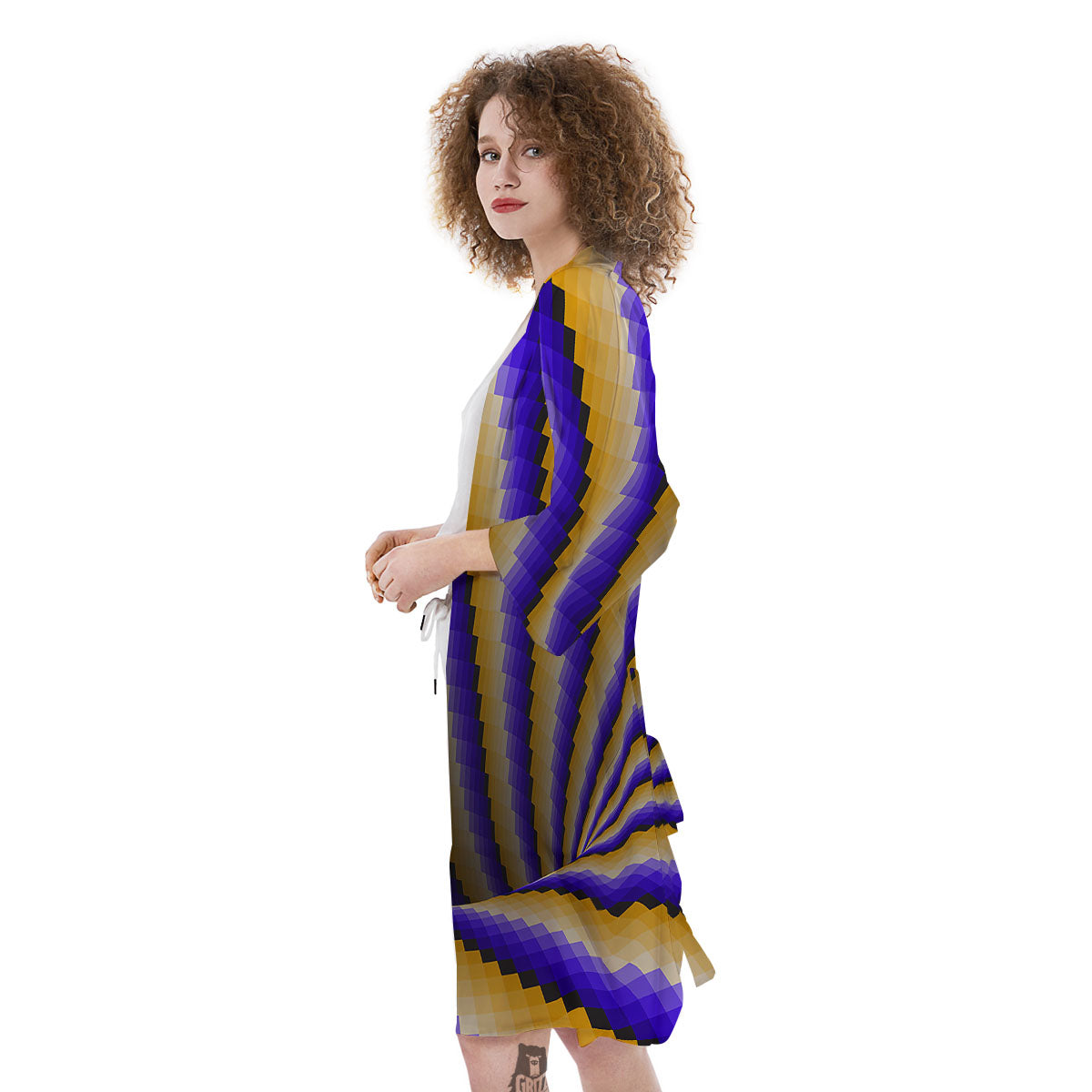 Moving Optical Yellow Vortex Illusion Kimono-grizzshop