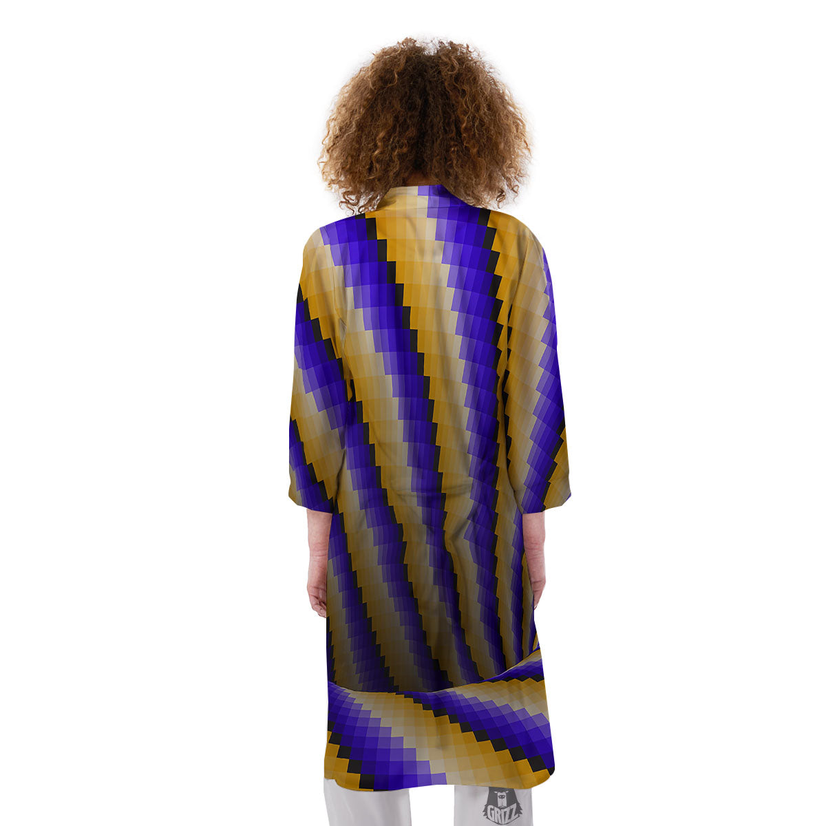 Moving Optical Yellow Vortex Illusion Kimono-grizzshop
