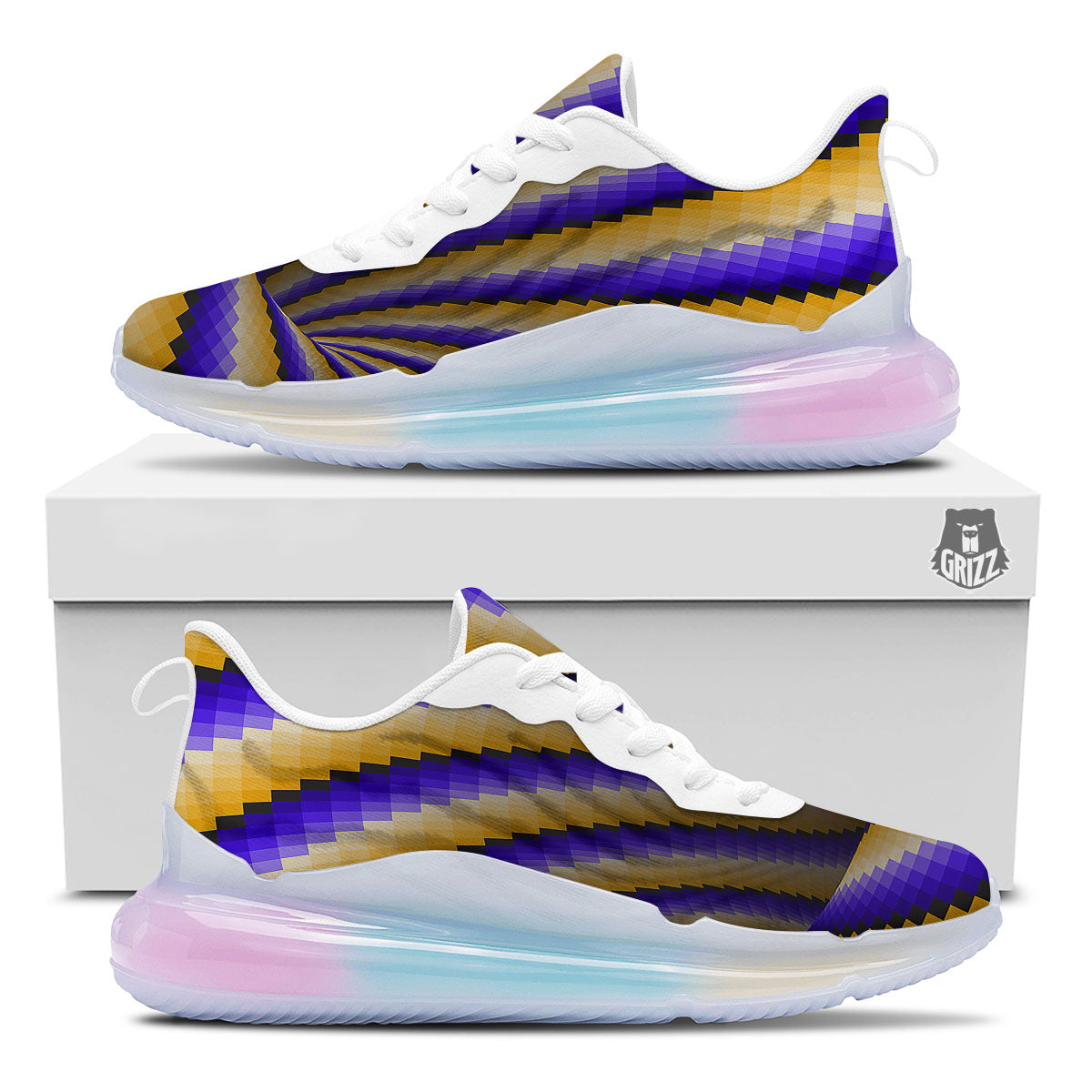 Moving Optical Yellow Vortex Illusion Running Sneakers-grizzshop
