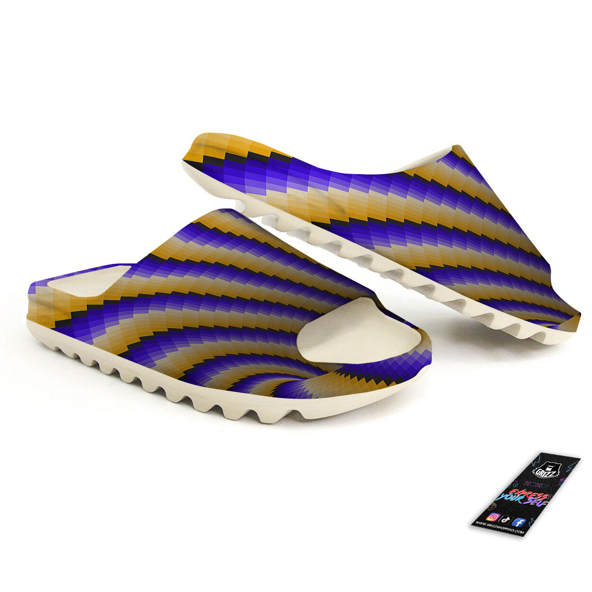 Moving Optical Yellow Vortex Illusion Sandals-grizzshop